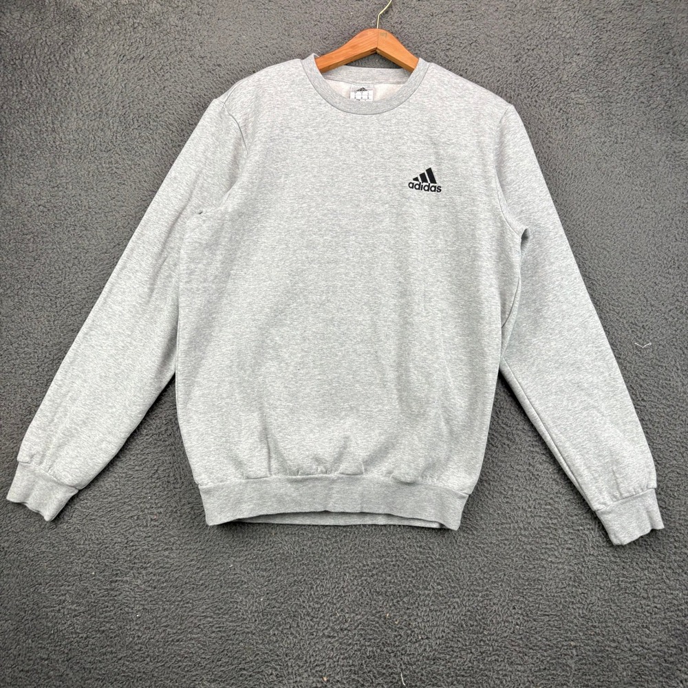 Adidas Mens‎ Crewneck Sweatshirt Medium Gray Heather Performance Logo Pullover
